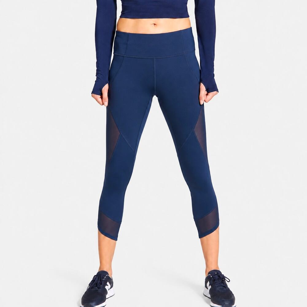 Athleta Capri Leggings Aura Sonar Mesh Cropped Dark Navy Blue Size Small